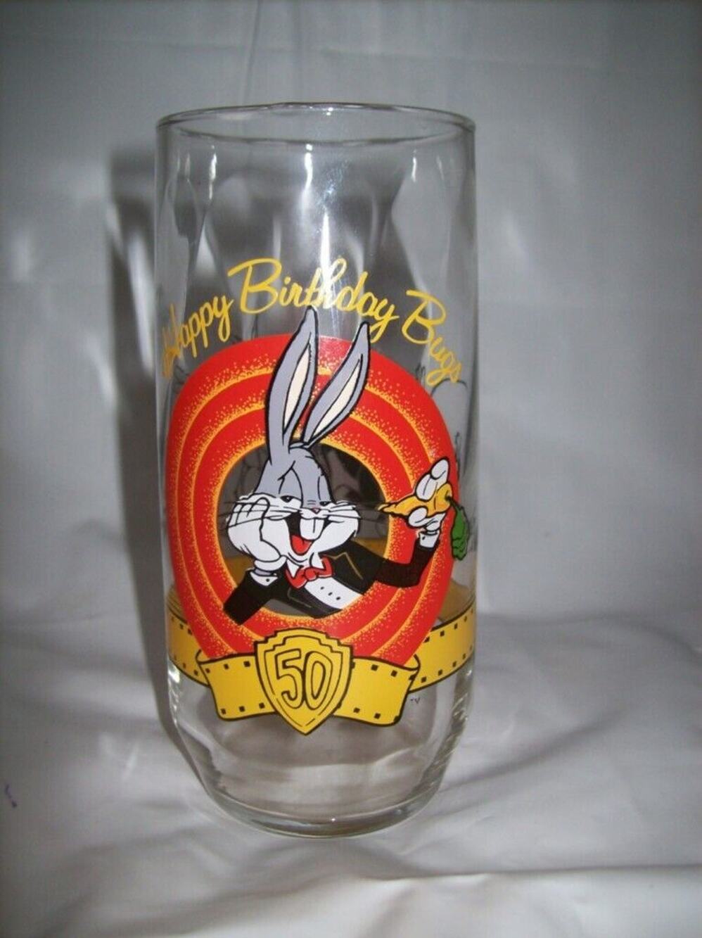 Warner Bros Bugs Bunny Happy 50 Birthday Bug Glass 1990 -011132